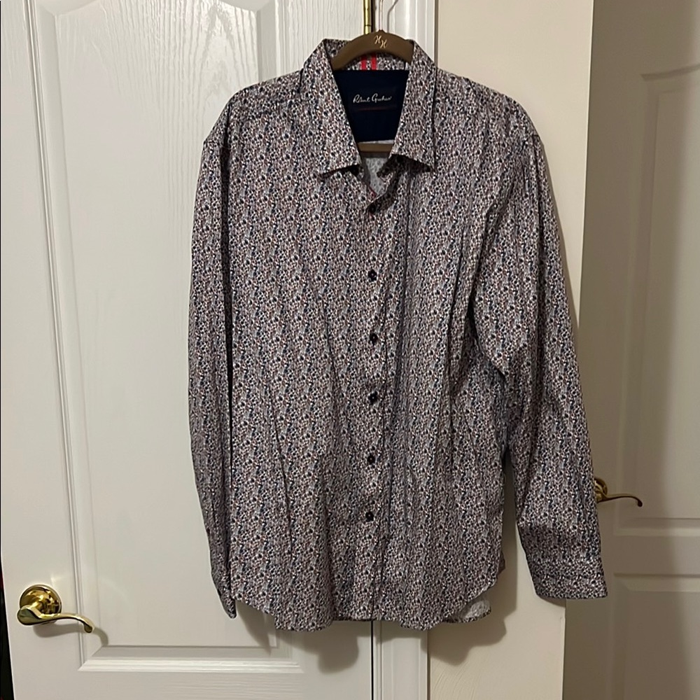 Robert Graham Mens button Shirt sz 3XL Blue Floral liberty Calico Print Cotton